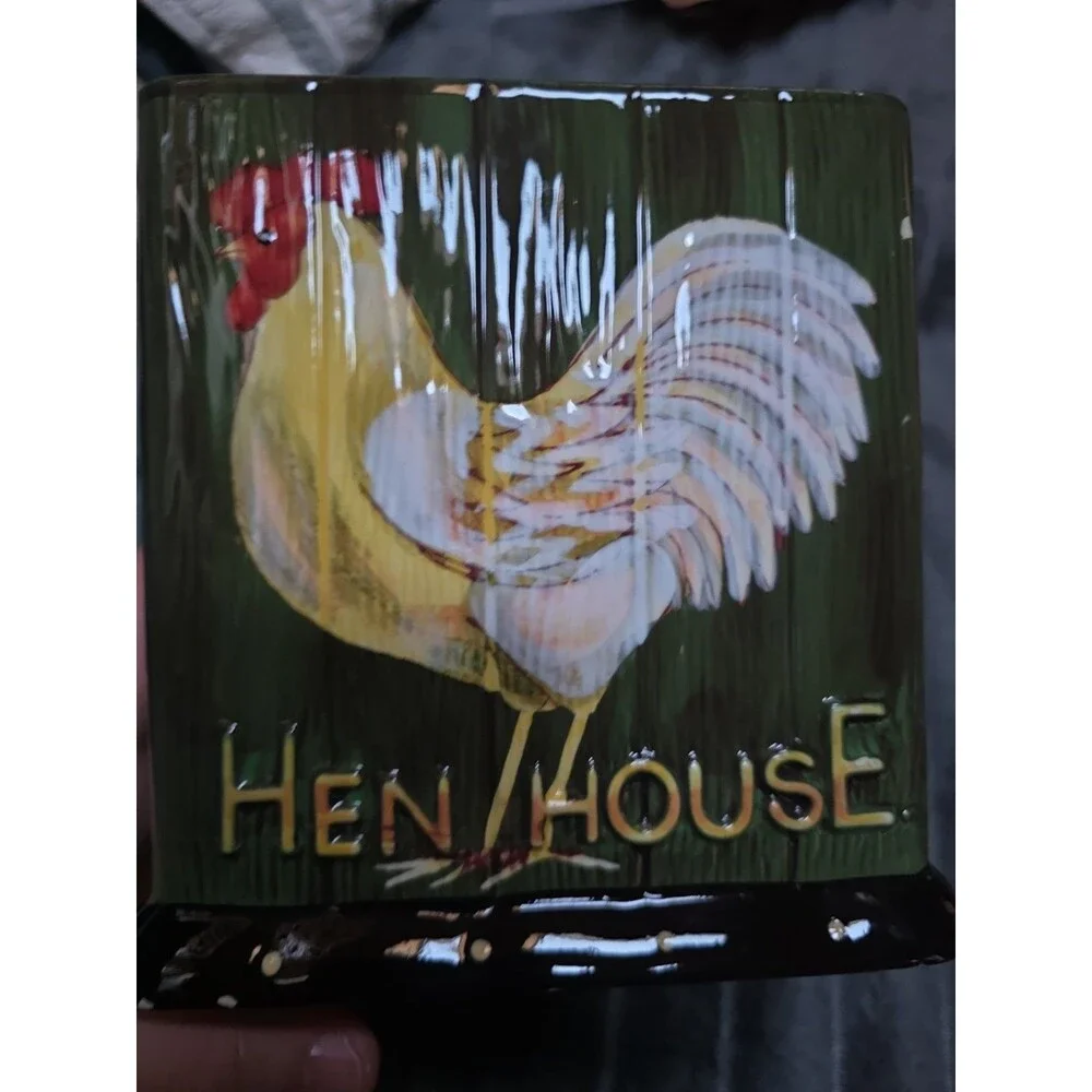 Pier 1 Stoneware Earthenware Rooster Chicken Farmhouse  Utensil Holder